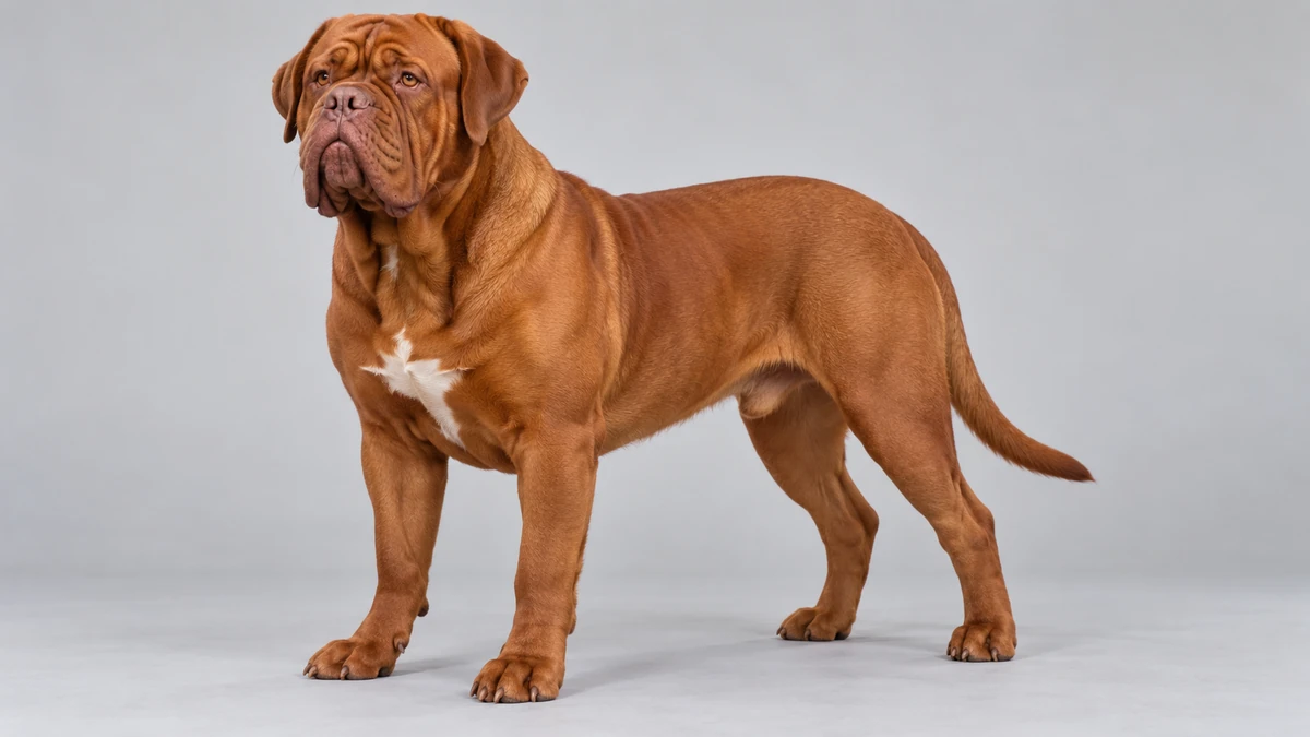 Fransız Mastiff köpek — kızıl + beyaz göğüslü renk