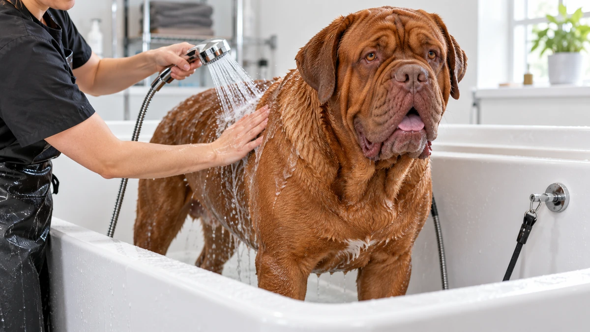 Fransız Mastiff köpek — banyo ve temizlik