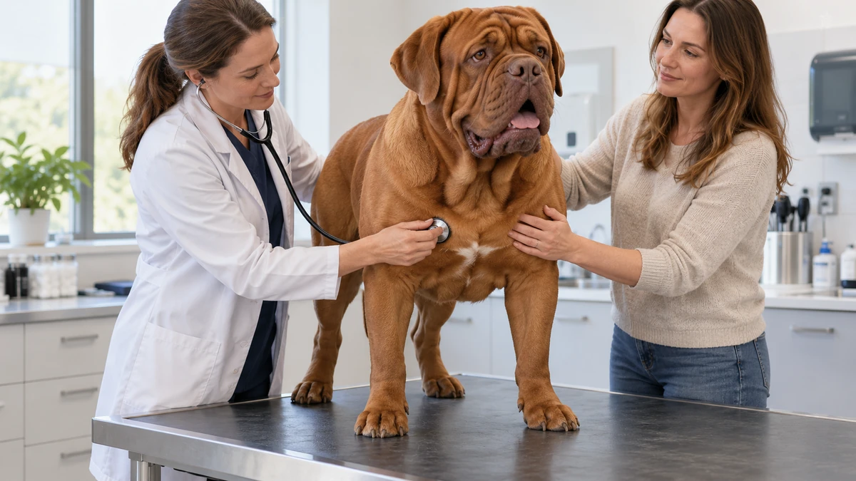 Fransız Mastiff köpek — veteriner kontrolü